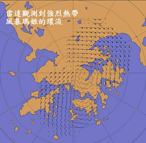 瑪姬橫過香港時的風力分佈圖