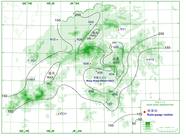 2008年4月17日至20日的雨量分佈圖